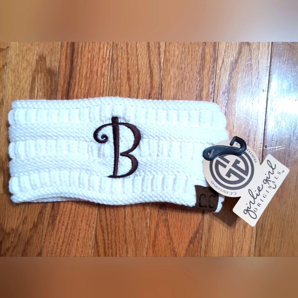 Girly Girl Originals CC headband, cable knit ear warmer, OS, white